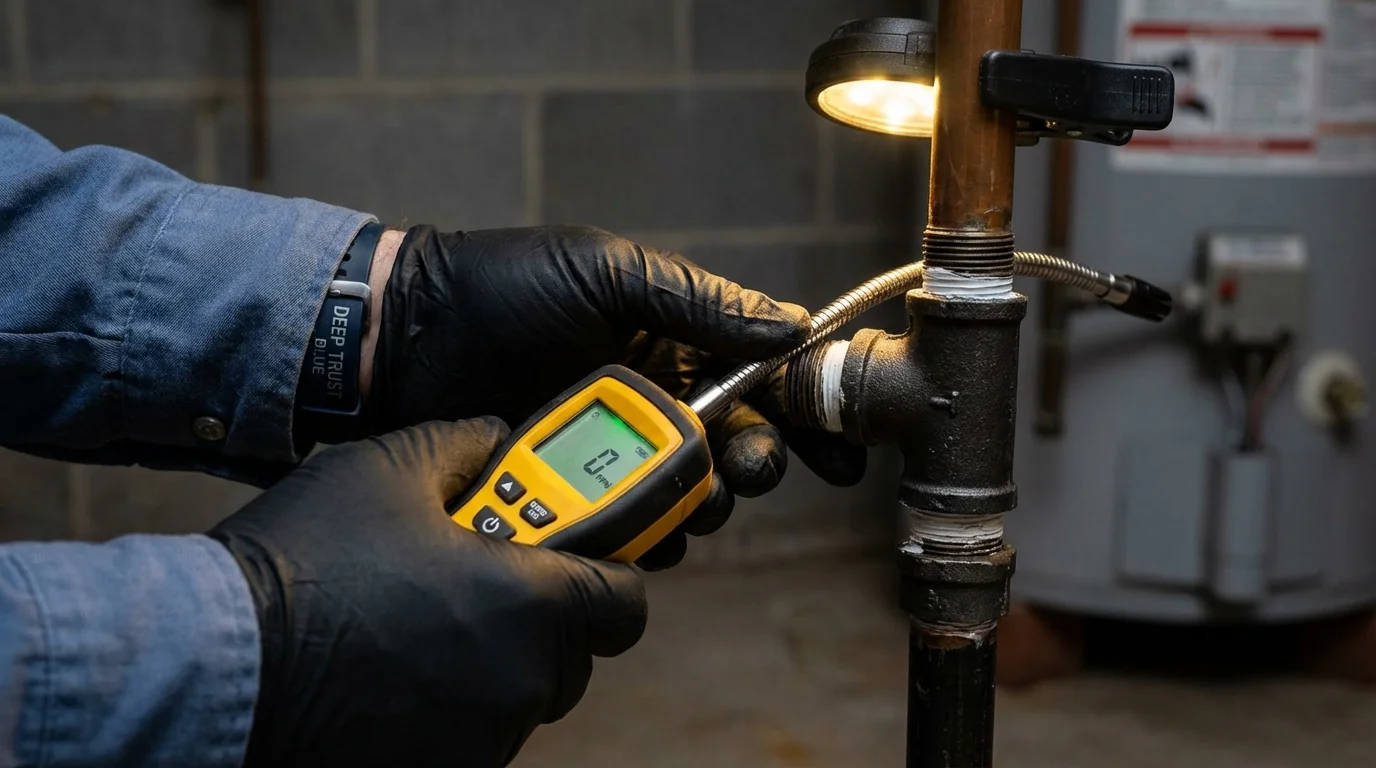 Gas leak detection with electronic sniffer by Johns Plumbing LLC in Cuthbert