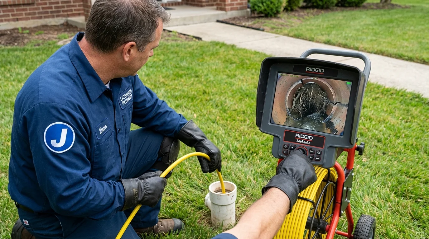 Sewer camera inspection being performed by Johns Plumbing LLC in Cuthbert